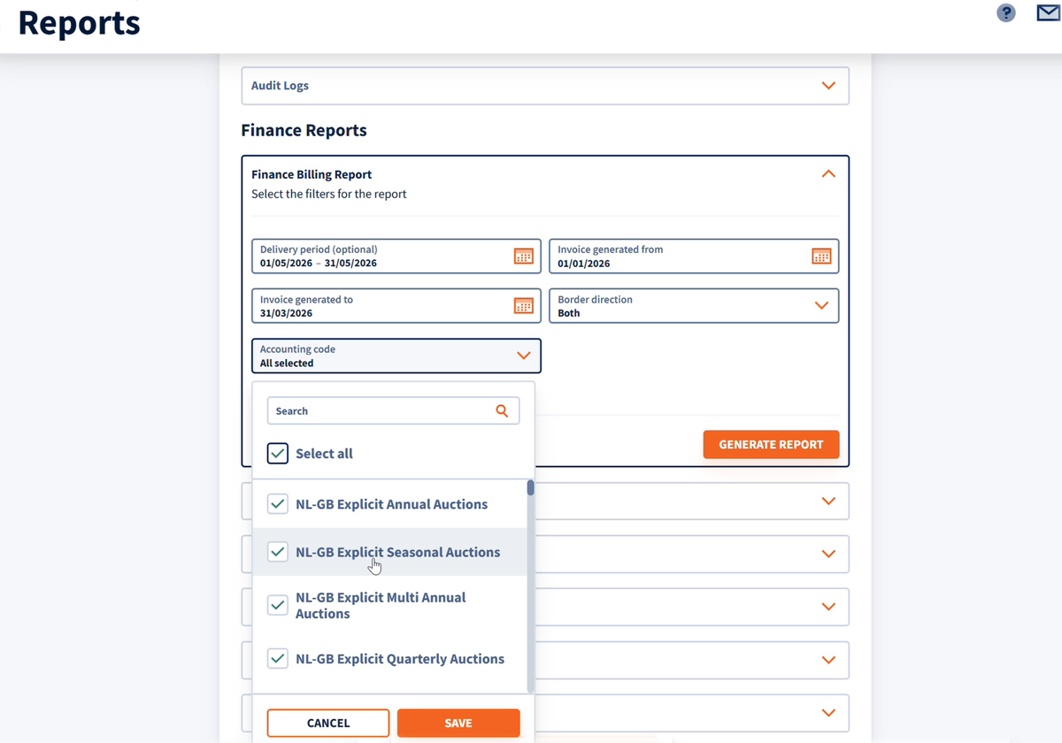 Empire 8 - Finance Billing Report